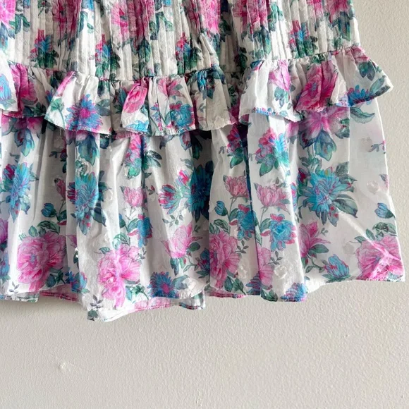 LoveShackFancy Ignacia Skirt, Sea Orchid floral, Size Medium